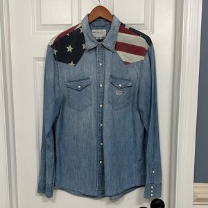 Ralph Lauren Denim Western Shirt with American Flag Accents